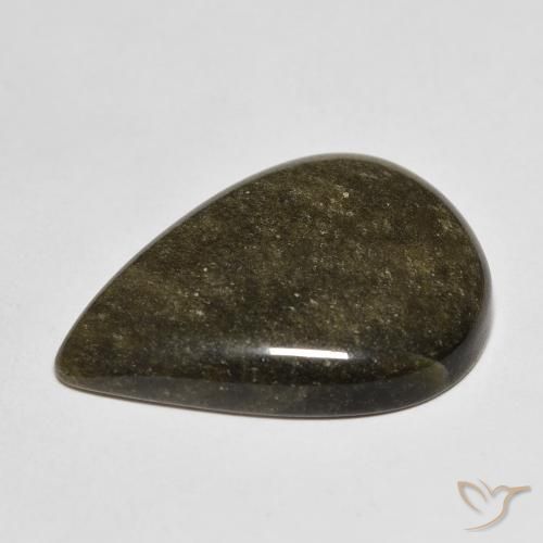 Obsidiana Preto com brilho dourado Natural 13.21ct, Formato de pêra, Opaco