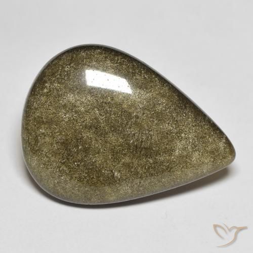 Obsidiana Preto com brilho dourado Natural 9.59ct, Formato de pêra, Opaco