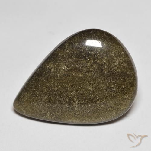 Obsidiana Preto com brilho dourado Natural 9.59ct, Formato de pêra, Opaco