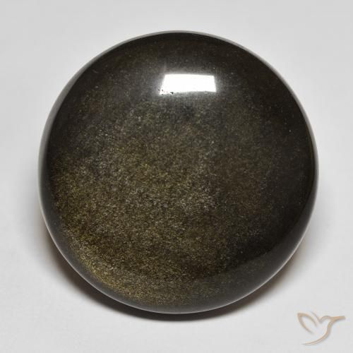 Obsidiana preto natural 30,14ct, corte redondo, opaco