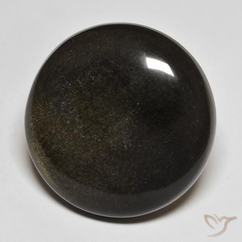 Obsidiana preto natural 30,14ct, corte redondo, opaco