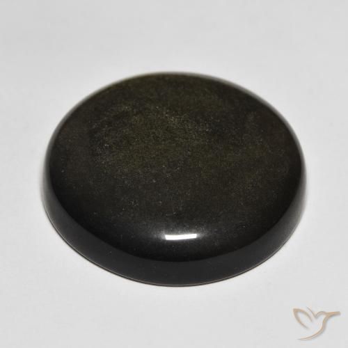 Obsidiana preto natural 30,14ct, corte redondo, opaco