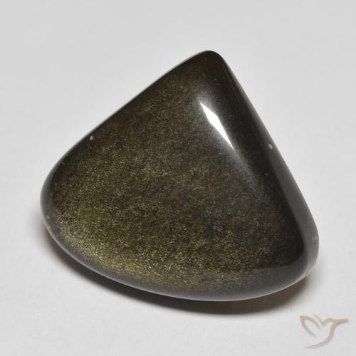 Obsidiana Preto com brilho dourado Natural 18.52ct, Formato de pêra, Opaco