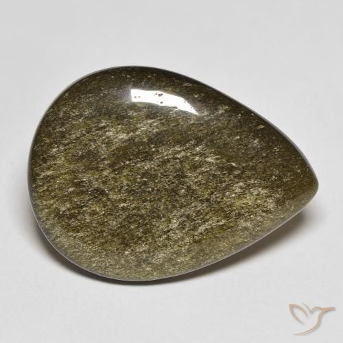 Obsidiana Preto com brilho dourado Natural 11.74ct, Formato de pêra, Opaco
