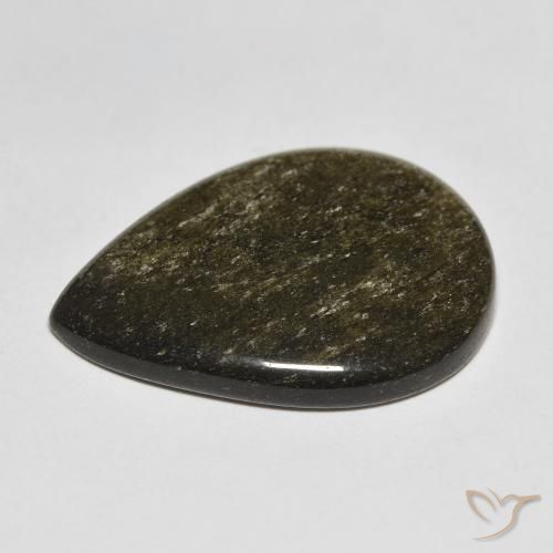 Obsidiana Preto com brilho dourado Natural 11.74ct, Formato de pêra, Opaco