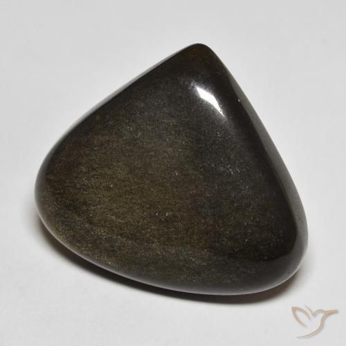 Obsidiana Preto com brilho dourado Natural 19.38ct, Formato de pêra, Opaco