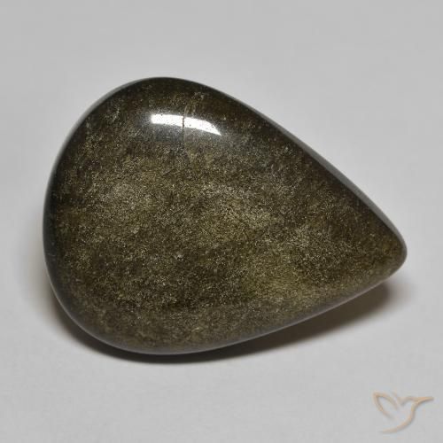 21.20ct Natural Preto com brilho dourado Obsidiana, Formato de pêra, Opaco