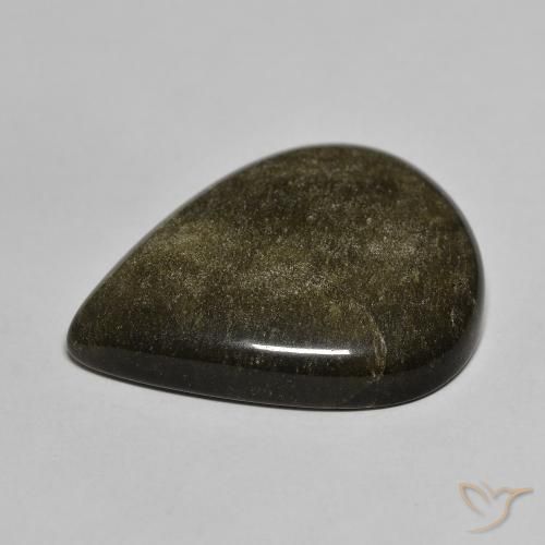 Obsidiana Preto com brilho dourado Natural 21.20ct, Formato de pêra, Opaco