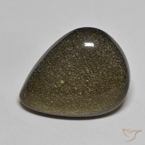 Obsidiana Preto com brilho dourado Natural 17.46ct, Formato de pêra, Opaco