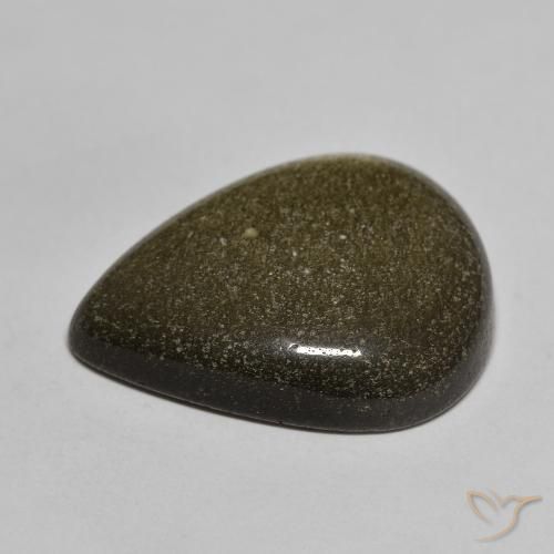 Obsidiana Preto com brilho dourado Natural 17.46ct, Formato de pêra, Opaco