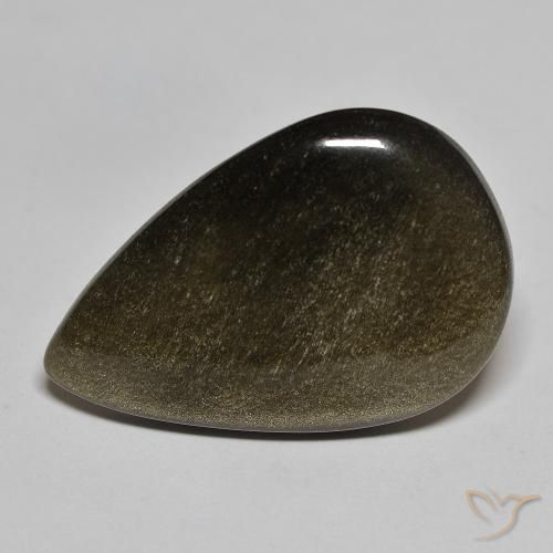 Obsidiana Preto com brilho dourado Natural 16.87ct, Formato de pêra, Opaco