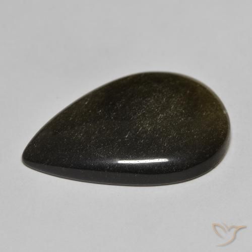 Obsidiana Preto com brilho dourado Natural 16.87ct, Formato de pêra, Opaco