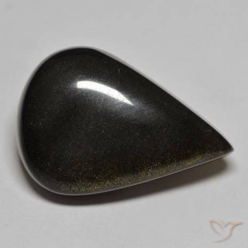 Obsidiana Preto com brilho dourado Natural 29.24ct, Formato de pêra, Opaco