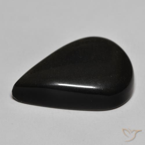 Obsidiana Preto com brilho dourado Natural 29.24ct, Formato de pêra, Opaco