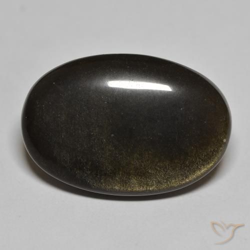 22.99ct Natural Preto com brilho dourado Obsidiana, oval, Opaco