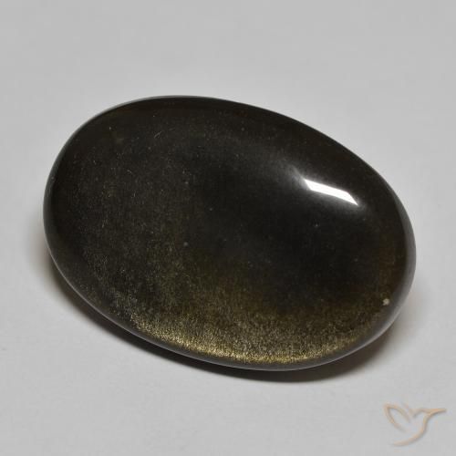 Obsidiana Preto com brilho dourado Natural 22.99ct, oval, Opaco