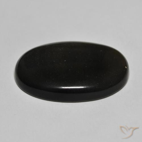 Obsidiana Preto com brilho dourado Natural 22.99ct, oval, Opaco