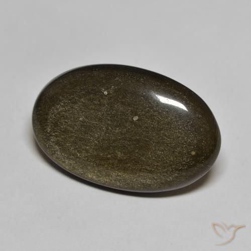 Obsidiana Preto com brilho dourado Natural 13.63ct, oval, Opaco