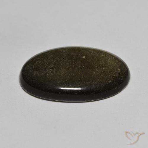Obsidiana Preto com brilho dourado Natural 13.63ct, oval, Opaco
