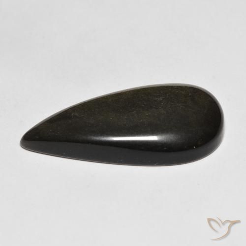 Obsidiana Preto com brilho dourado Natural 12.77ct, Formato de pêra, Opaco