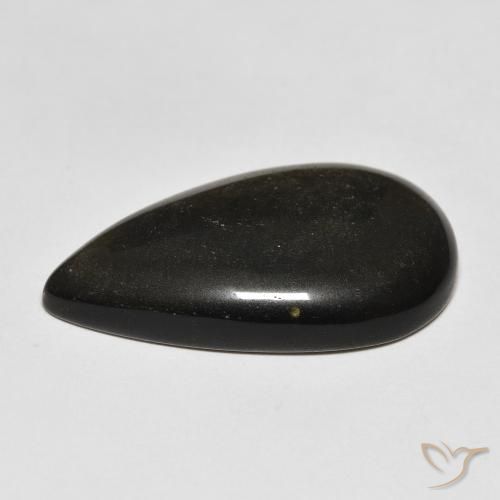 Obsidiana Preto com brilho dourado Natural 15.65ct, Formato de pêra, Opaco