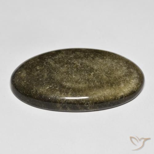 Obsidiana Preto com brilho dourado Natural 35.72ct, oval, Opaco