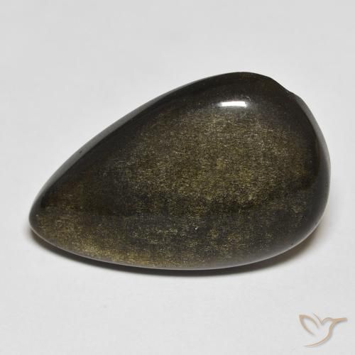 18.13ct Natural Preto com brilho dourado Obsidiana, Formato de pêra, Opaco