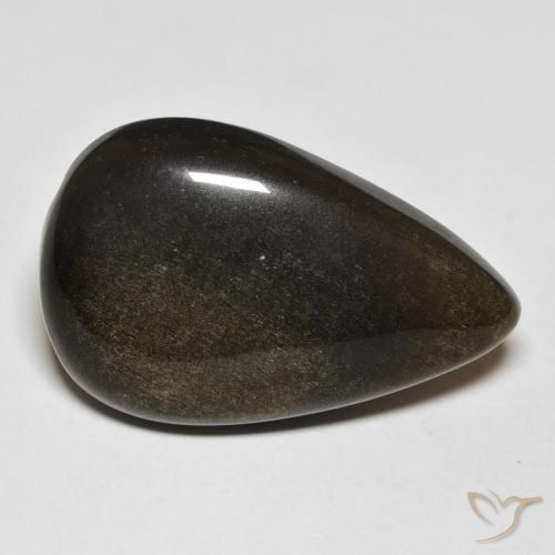 Obsidiana Preto com brilho dourado Natural 18.13ct, Formato de pêra, Opaco