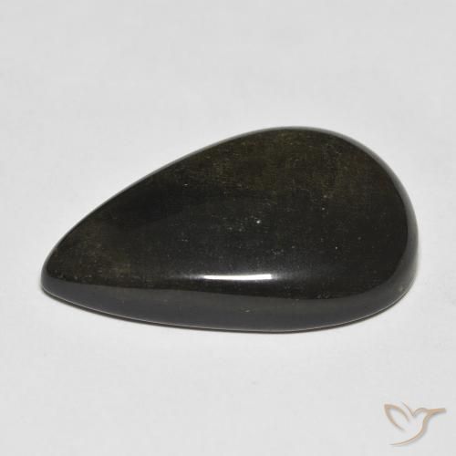Obsidiana Preto com brilho dourado Natural 18.13ct, Formato de pêra, Opaco