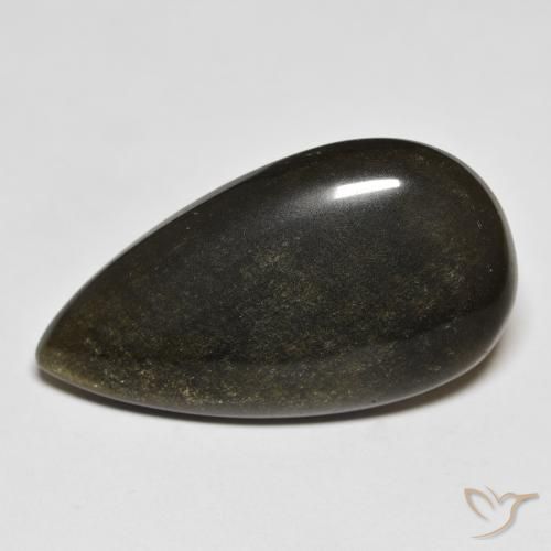 20.68ct Natural Preto com brilho dourado Obsidiana, Formato de pêra, Opaco