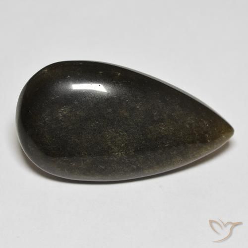 Obsidiana Preto com brilho dourado Natural 20.68ct, Formato de pêra, Opaco