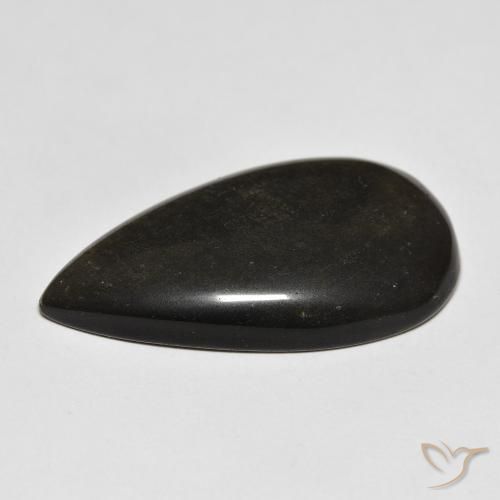 Obsidiana Preto com brilho dourado Natural 20.68ct, Formato de pêra, Opaco