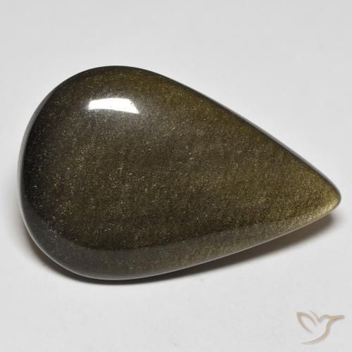 Obsidiana Preto com brilho dourado Natural 20.38ct, Formato de pêra, Opaco