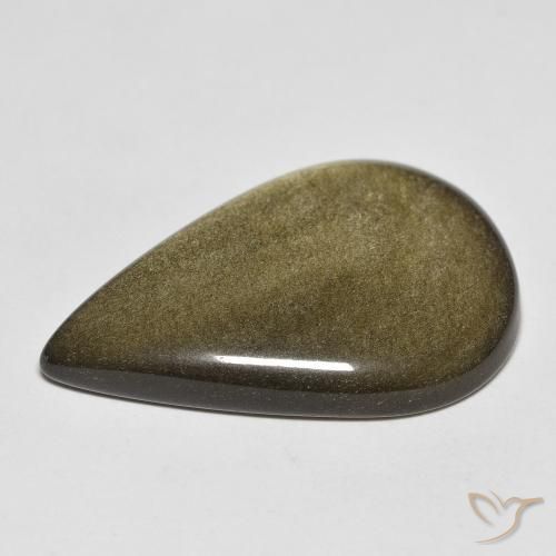 Obsidiana Preto com brilho dourado Natural 20.38ct, Formato de pêra, Opaco