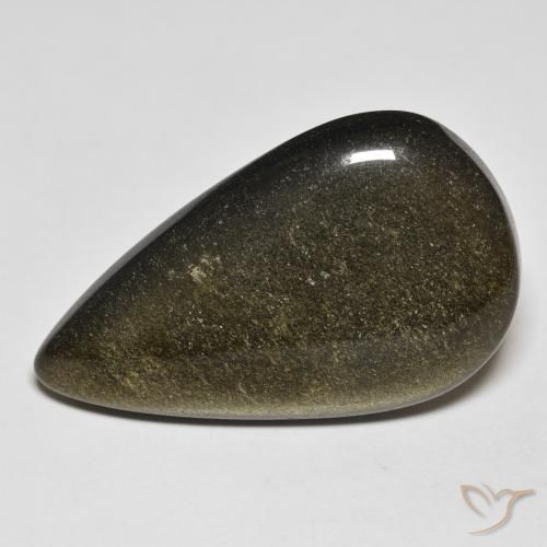 24.45ct Natural Preto com brilho dourado Obsidiana, Formato de pêra, Opaco