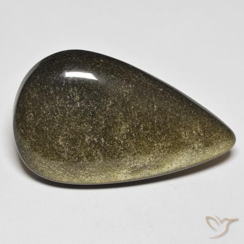 Obsidiana Preto com brilho dourado Natural 24.45ct, Formato de pêra, Opaco
