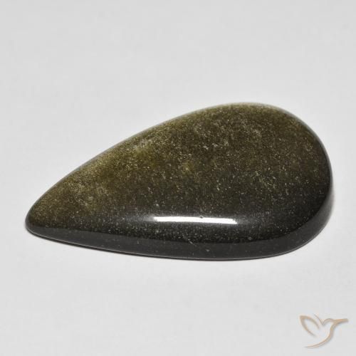Obsidiana Preto com brilho dourado Natural 24.45ct, Formato de pêra, Opaco