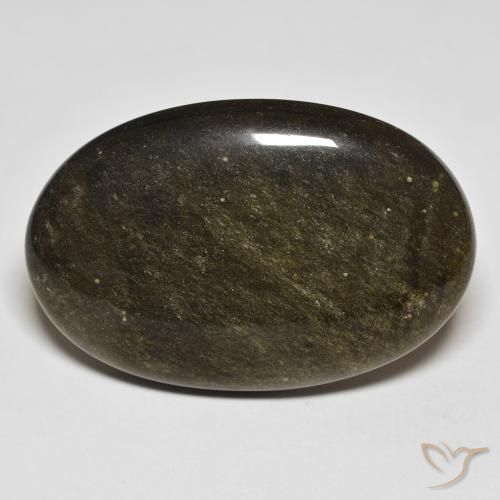 32.18ct Natural Preto com brilho dourado Obsidiana, oval, Opaco
