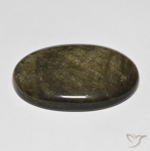 Obsidiana Preto com brilho dourado Natural 32.18ct, oval, Opaco