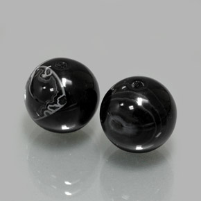 Pedras preciosas de ônix preto natural de  ct, esfera / bola, opaco