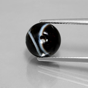 Ônix preto natural 6,94ct, esfera / bola, opaco