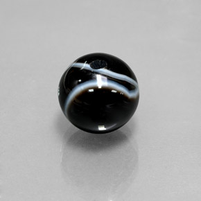 Ônix preto natural 6,94ct, esfera / bola, opaco