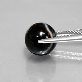 Ônix preto natural 6,94ct, esfera / bola, opaco