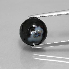 Ônix preto natural 7,24ct, esfera / bola, opaco
