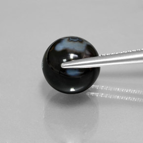 Ônix preto natural 7,24ct, esfera / bola, opaco