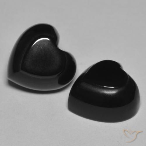 Pedras preciosas de Ônix Preto natural de 8.54 ct, Coração, Opaco