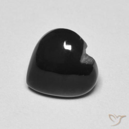 Ônix preto natural 1,39ct, formato de coração, opaco