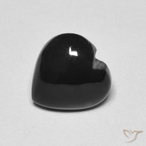 Ônix preto natural 1,39ct, formato de coração, opaco