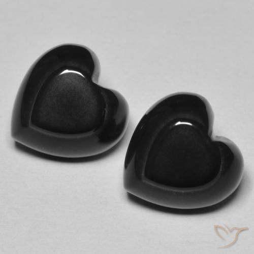 Pedras preciosas de Ônix Preto natural de 8.67 ct, Coração, Opaco