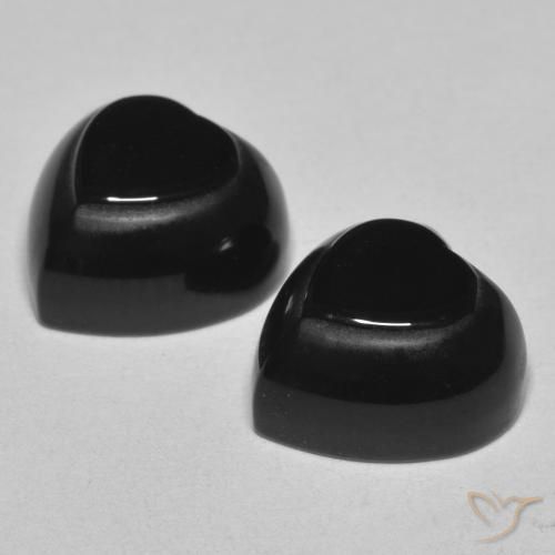 Pedras preciosas de Ônix Preto natural de 8.64 ct, Coração, Opaco